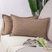 Set de 2 housses de coussin - Polyester-lin doux décoratif - Pour canapé et chambre - Rectangulaire brun clair 30x50 cm