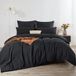 TRANKIELO® - Ensemble de literie 200 x 220 cm - Noir, microfibre, sans repassage et infroissable, avec fermeture éclair, ensemble 3 pièces