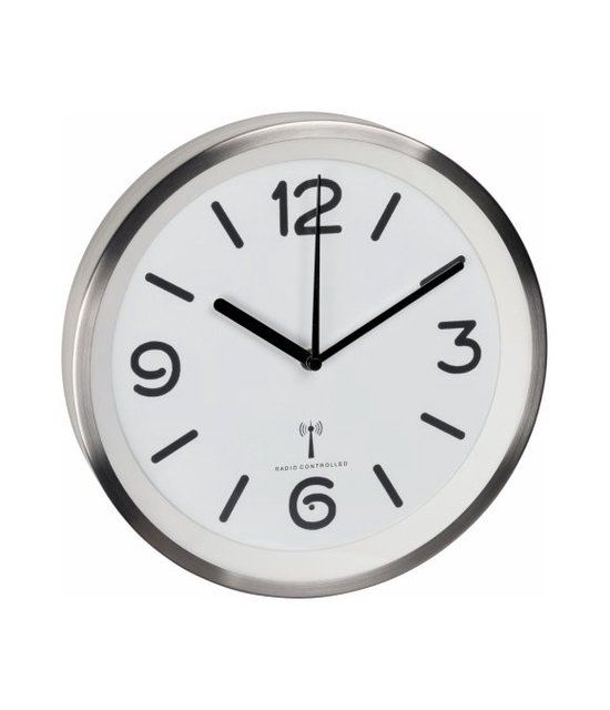 TFA Dostmann Wandklok - 25.3 cm - Radiogestuurd - Stil uurwerk - Zilver/Wit