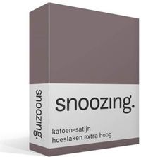 Snoozing Katoen-satijn Hoeslaken Extra Hoog - Lits-jumeaux 160x200 cm - Taupe