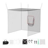 VEVOR Golf Slagkooi 305x305x305 Cm, Driving Cage Met 3-Laags en Knooploos Polyesterweefsel, Golf- en 9-Holes Honkbaldoel, Golf Slagnet, Trainingsnet, Oefennet voor Binnen- en Buitengebruik