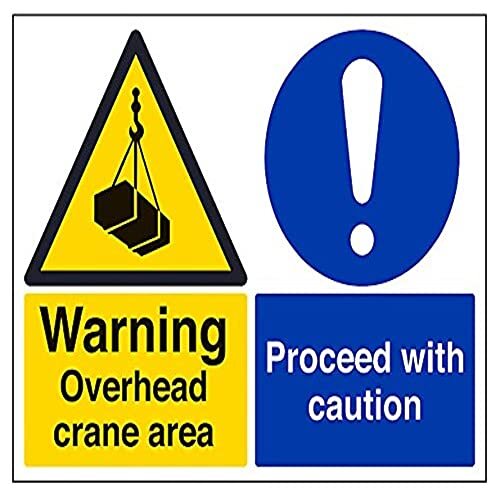 V Safety VSafety waarschuwing, overhead Crane. Voorzichtig waarschuwingsbord - 400mm x 300mm - Zelfklevende Vinyl