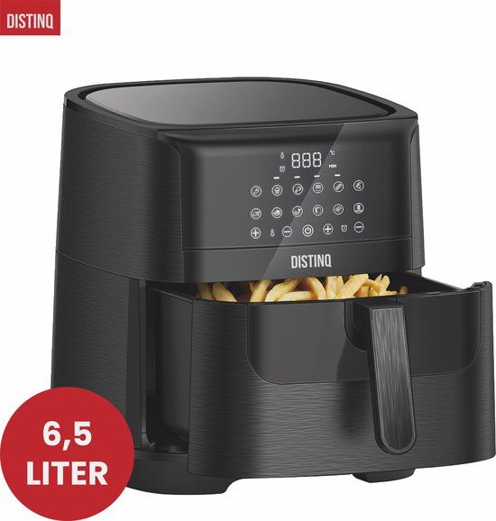 DistinQ XXL Airfryer - 6.5L - 1800W - Zwart - 12 Programma's