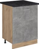 Vicco R-Line meuble de cuisine bas, chêne béton/doré, 60 cm avec 1 porte anthracite plan de travail