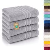 Lavea® Set van 4 Handdoeken 50x100 cm – 100% Katoenen Handdoeken – Zacht en Sterk Absorberend – Ideaal als Badhanddoeken voor Badkamer, Thuis, Hotel en Spa – Zilver