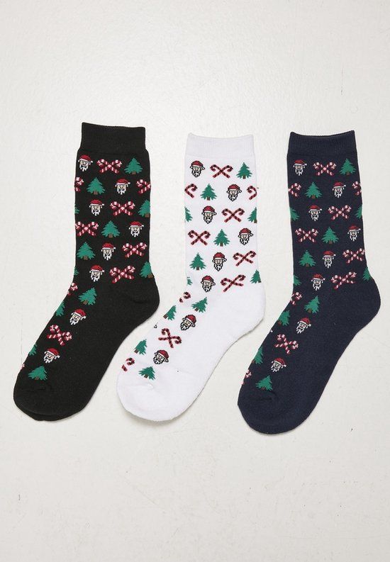 Urban Classics - Grumpy Santa Christmas 3-pack Sokken - 43/46 - Multicolours