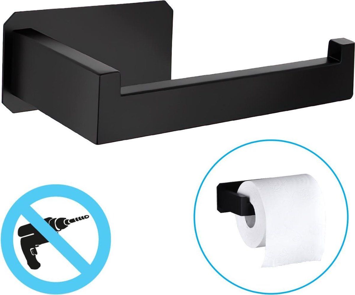 Sanics Manta Toiletrolhouder Zwart/RVS - Zelfklevend - Zonder Boren