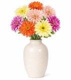 Mica Decorations Boeket Kunstbloemen Gerbera's - H60 cm - 4 kleuren mix - 8x stelen kunstbloemen - gekleurde bloemetjes