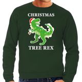 Bellatio Decorations Kersttrui Christmas tree rex - groen - heren - Dinosaurus XL