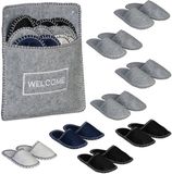 Relaxdays Vilten Instappers - 6 Paar - Maat 40-42 - Grijs/Zwart/Donkerblauw - Unisex