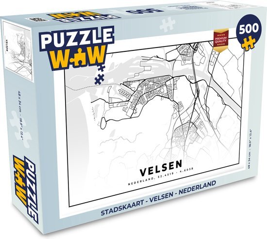 MuchoWow Puzzel Stadskaart - Velsen - Nederland - Legpuzzel - Puzzel 500 stukjes - Plattegrond