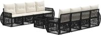 vidaXL Tuinbank - Set - 9 - st - Zwart - poly - rattan