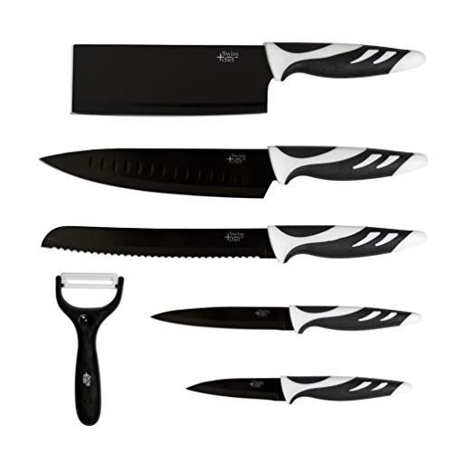 Set Cecotec Set van 6 hoogwaardige keukenmessen. Professionele messen in Zwitserse stijl Kleur: wit of zwart. Zwitserse chef-kok van Cecotec. (zwart)
