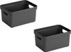 Bellatio Decorations Sunware Opbergbox Sigma - 4x stuks - kunststof - antraciet - 13 liter - Opbergbakken/opbergers - 35 x 25 x 18 cm