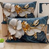PETTI Artigiani Italiani - Paar kussenslopen 50 x 80 cm van microvezel, decoratief kussen voor slaapkamer, bank, woonkamer, set van 2 kussenslopen, bloemenpatroon 06/5, 100% Made in Italy