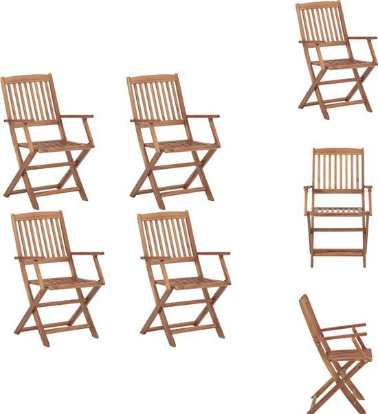 vidaXL Klapstoelen - Acaciahout - 54 x 57 x 91 cm - Inklapbaar - Bruin - 4 stuks