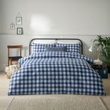 furn. Hartsford Check Bedrukt Dekbedovertrek - Eenpersoons - Navy