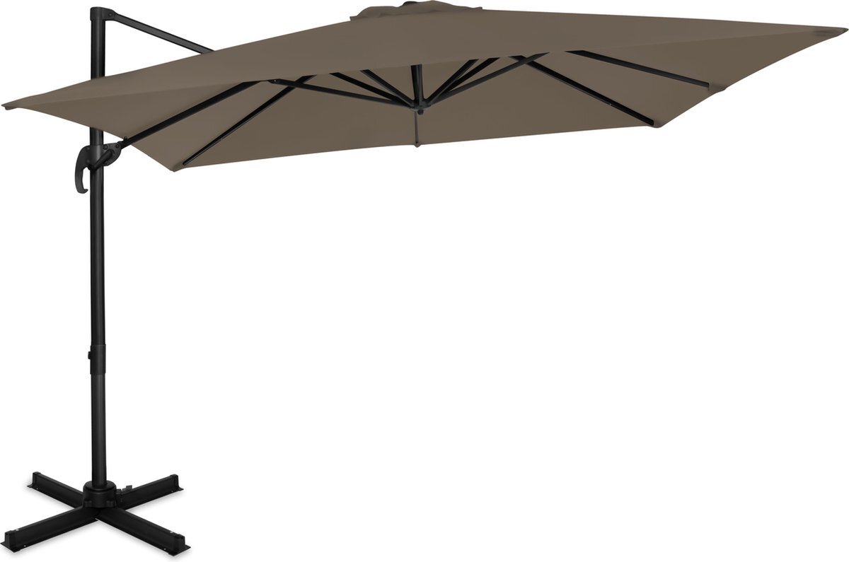 VONROC GARDEN VONROC Premium Zweefparasol Pisogne 300x300cm - Duurzame parasol – 360 ° Draaibaar - Kantelbaar – UV werend doek - Taupe – Incl. beschermhoes