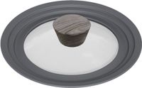Couvercle en verre, universel, avec poignée ergonomique aspect bois, adapté à tous types de cuisinières, disponible en tailles 16, 18 et 20 cm