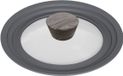 Couvercle en verre, universel, avec poignée ergonomique aspect bois, adapté à tous types de cuisinières, disponible en tailles 16, 18 et 20 cm