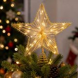 Gerimport Verlichte kerst piek - ster - goud - 25 x 30 cm