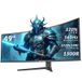 CRUA Moniteur de jeu incurvé 49 pouces | DQHD 5120x1440 165Hz, 32:9, panneau VA 1500R, 120% sRGB, AMD FreeSync, HDR10, Eye Care, faible lumière bleue, sans scintillement, 2x HDMI 2.1 + 2x DP 1.4, VESA 100x100, moniteur ultra large pour bureau et jeu