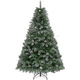 YITAHOME Kunstkerstboom met sneeuw en dennenappels, 182 cm