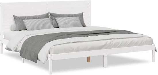 vidaXL Bedframe - Massief Hout - Wit - 200x220 cm