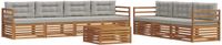 vidaXL Acacia Hout 2-zits Bank Loungeset Naturel en Lichtgrijs