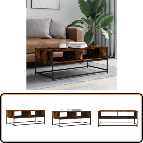 vidaXL Salontafel 100x51x40 cm bewerkt hout gerookt eikenkleurig