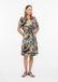 s.Oliver - Dames Jersey jurk met trekkoord en ronde hals - Lange mouw - Oker - Zebraprint - Maat 40