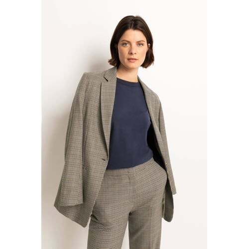 Claudia Sträter Claudia Sträter geruite rechtvallende blazer bruin/blauw