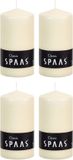 Spaas Cilinderkaars/stompkaars - ivoorwit - 4 stuks - 6 x 10 cm - 25 branduren