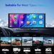 Sans marque Dashcam – Caméra de voiture – Système multimédia – Enregistreur – Caméra de recul – Écran tactile IPS de 10,26 pouces – Caméra avant 4K et caméra arrière 1080p – CarPlay sans fil et Android Auto – Carte mémoire de 64 Go