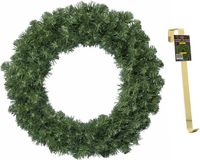 Decoris Groene kerstkransen/dennenkransen 50 cm kerstversiering met gouden hanger