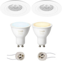 BES LED Pragmi Rodos Pro - Inbouw Rond - Mat Wit - Ø93mm - Philips Hue - LED Spot Set GU10 - White Ambiance - Bluetooth