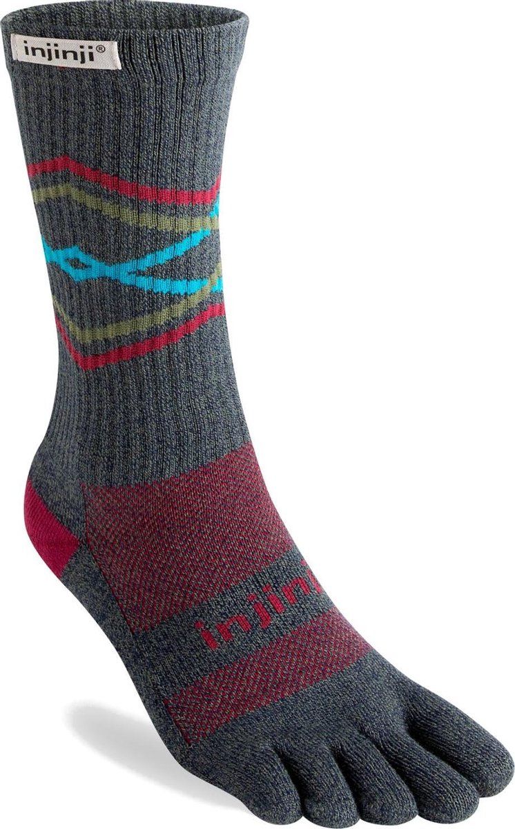 Injinji Trail Midweight Crew - Grijs/Rood - 40-44