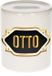 Shoppartners Bv Tirelire prénom Otto - blanc - avec emblème or/noir - 8 x 9 cm - céramique - avec bouchon - cadeau anniversaire