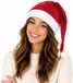 Feeric lights & Christmas Feeric Christmas Pluche Kerstmuts - rood/wit - met belletje - pompom - 40 x 30 cm - volwassenen