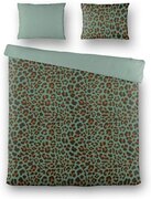 BYRKLUND Lazy Leopard - Dekbedovertrek - Tweepersoons - 200x200/220 cm + 2 kussenslopen 60x70 cm - Groen