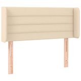 VidaXL Hoofdbord met randen Crème 147x16x118/128 cm Stof