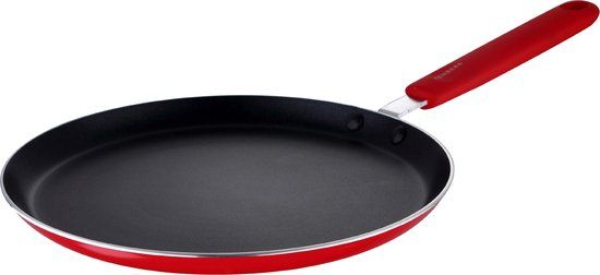 Pannenkoekenpan - 24 cm - Rood - Anti-aanbaklaag - Geschikt voor alle warmtebronnen