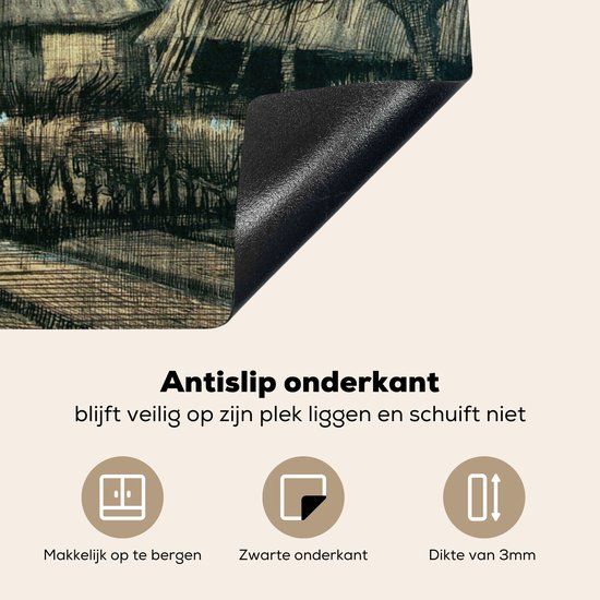 KitchenYeah® Inductie beschermer 76x51.5 cm - Huizen met rieten daken - Vincent van Gogh - Inductie kookplaat accessoire