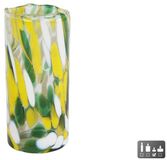 Merkloos Theelicht Dots L glas 5,5x5,5x12cm