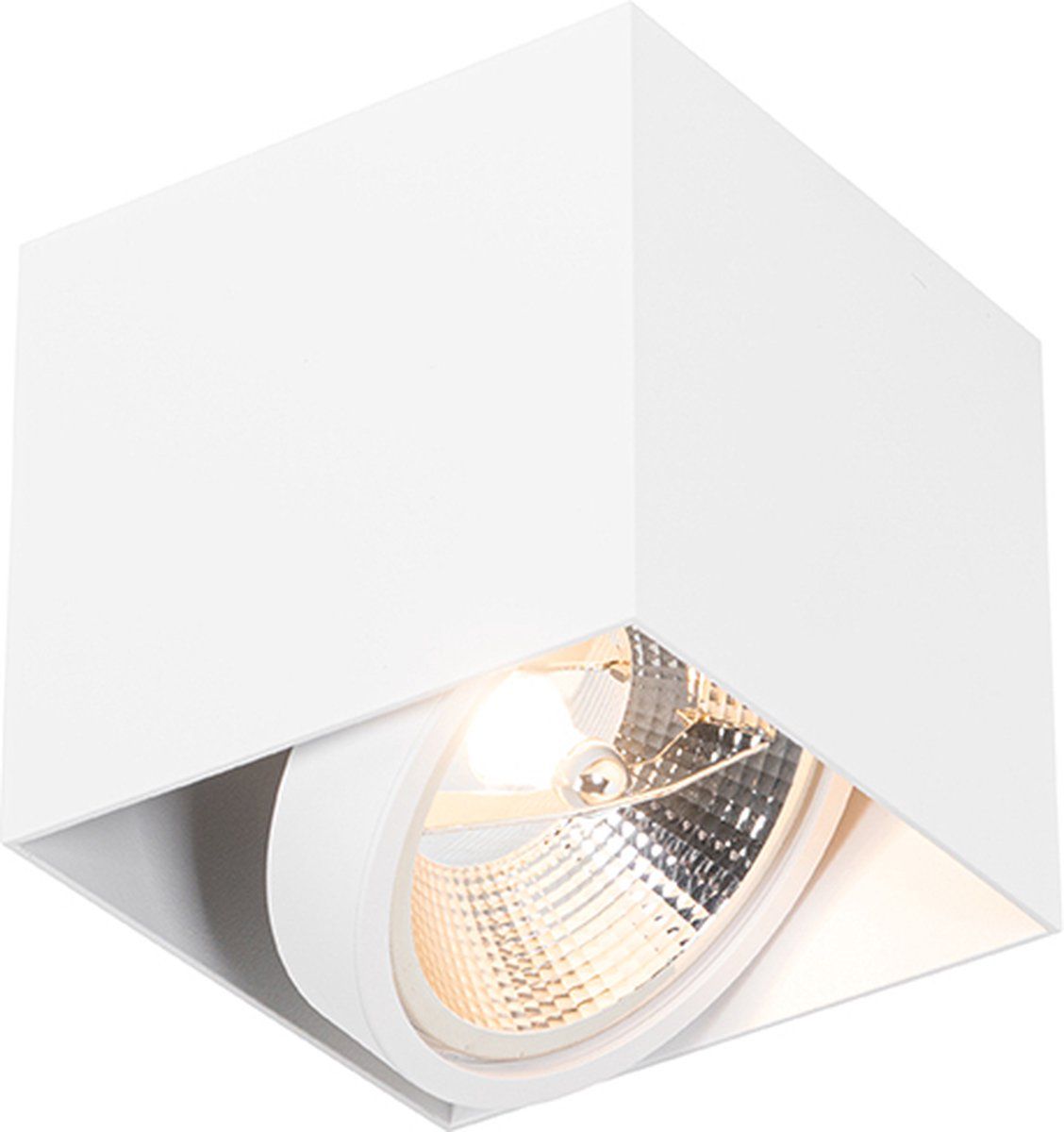 QAZQA Box - Design Plafondspot - 1 Lichts - Wit - L 130 mm - Aluminium