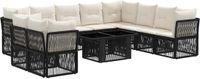 vidaXL Tuinbank Set Zwart Polyrattan