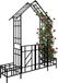 Merkloos / Sans marque Relaxdays Rozenboog met poort, 2 plantenbakken, voortuin & tuin, HBT: 247 x 204 x 43 cm, metaal, zwart