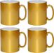 Merkloos / Sans marque Dds Druma B.V. Koffiemok / thee beker - 4x - 330 ml - Goud - Cadeau mokken - keramiek