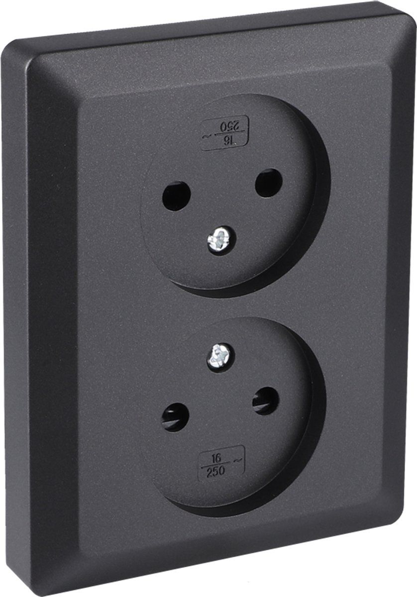 Q-Link Panda Q-Link contactdoos 2-voudig - inbouw - met shutter - mat zwart