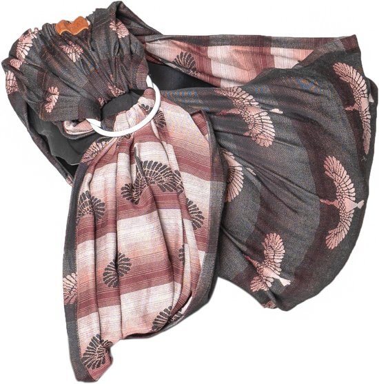 ByKay Ringsling Storks draagdoek donkergrijs print